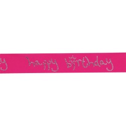 Happy Birthday, rosa kantband (metervara)
