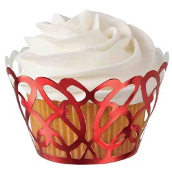 Red Foil Swirls, 18 st cupcake wraps