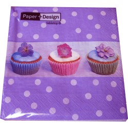 Cupcakes Purple Dot, 20 st servetter