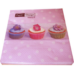 Cupcakes Pink Dot, 20 st servetter