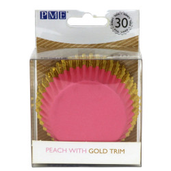 Rosa med guldkant, 30 st muffinsformar (Peach)