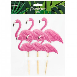 Flamingo, 6 st tårt- o muffinsdekorationer
