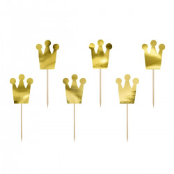 Prinsesskrona, 6 st muffinsflaggor (guld)