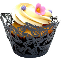 Butterflies, svarta cupcake wraps